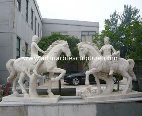 China Stone carving figure sculpture white marble girl statue riding horse statue,stone carving supplier supplier